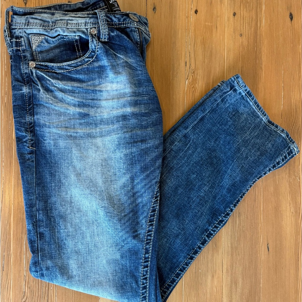 Men's Salvage Mayhem Straight Regular Fit Classic Blue Jeans. Size 34R=34x32